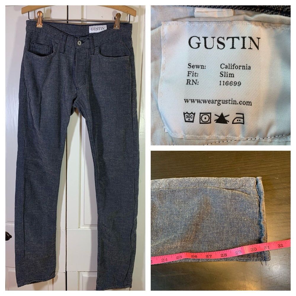 Gustin Pants Men's 31 X 31 Textured 5 Pocket Heather Gray Slim Straight Soft